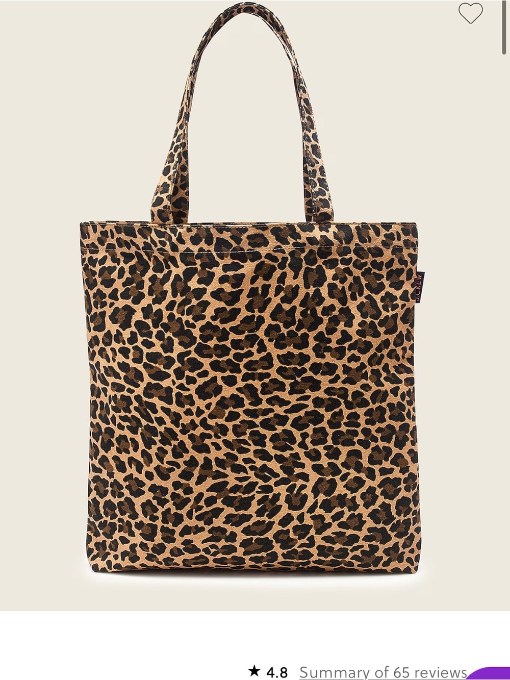 J. Crew Leopard Print Canvas Tote in Tan and Black